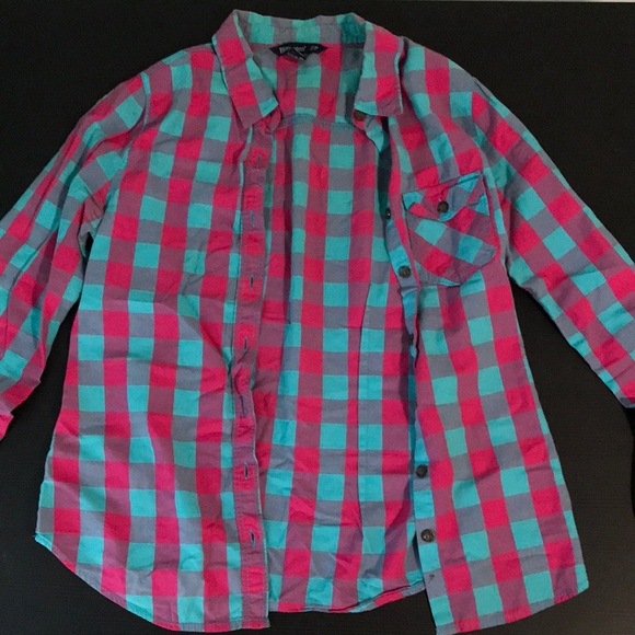 Cotton candy colour button up plaid shirt - Picture 1 of 3